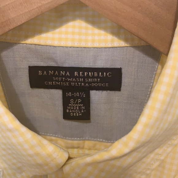Men's Banana Republic Yellow Gingham Buttondown Shirt Size S - Picture 3 of 7